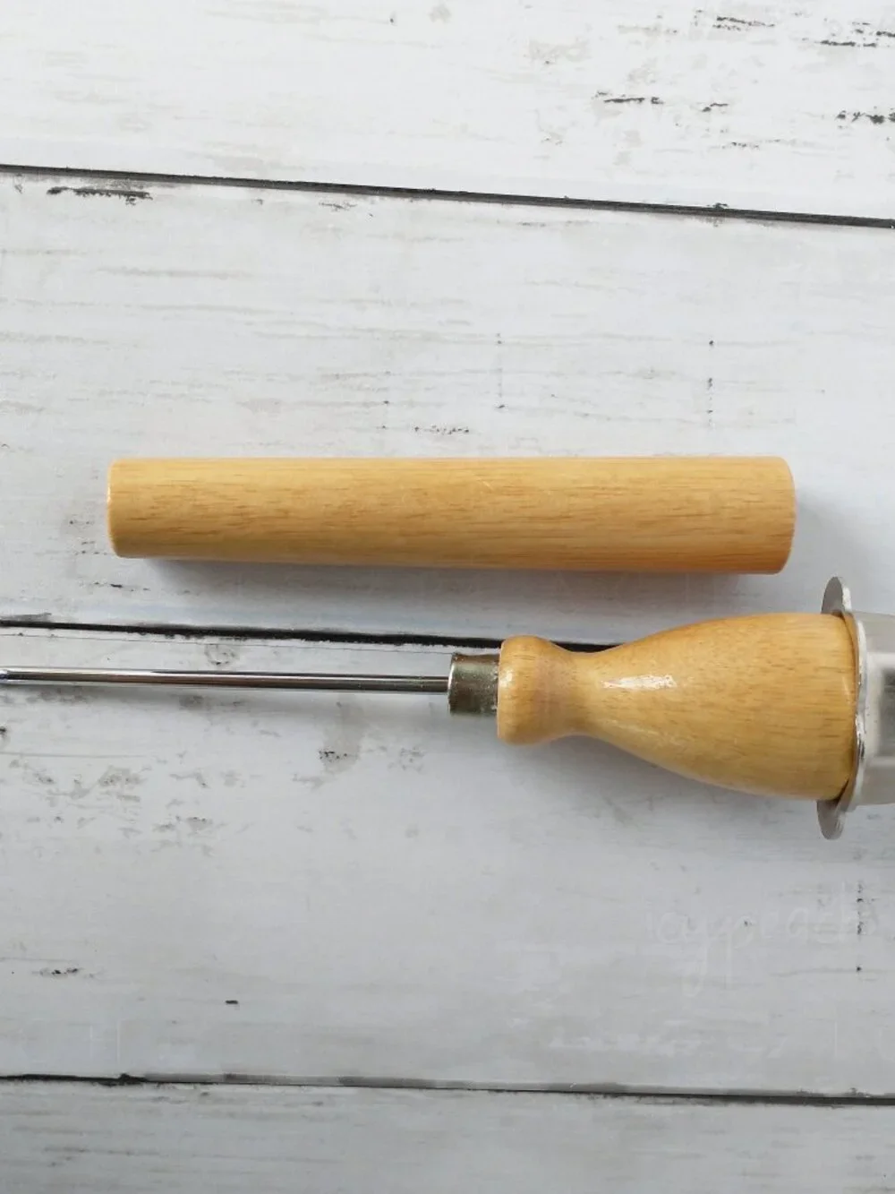 Ice Pick Wood Handle Metal Cap Crusher Sheath Cover Rustic Farmhouse Cabin Retro